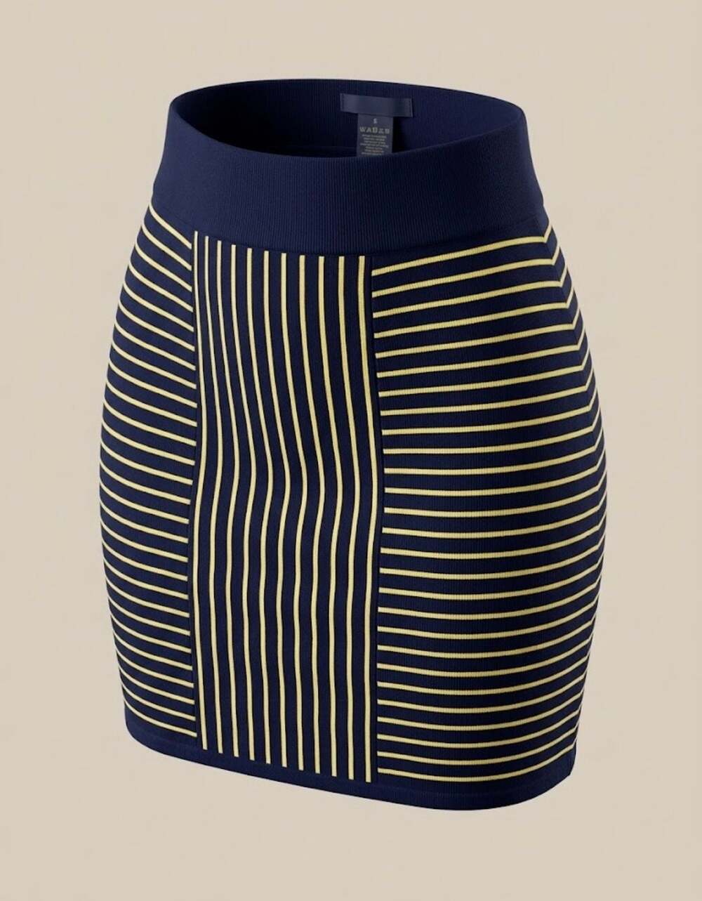 Arden B. Women’s Striped Knit Mini Skirt Navy Yellow large